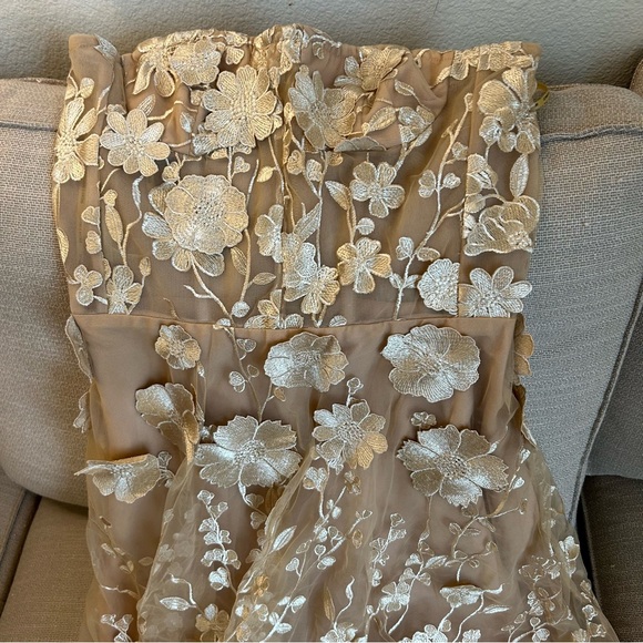 NEW  BRONX AND BANCO Jasmine Gold Gown Maxi Dress Gold Sequin Floral - Picture 6 of 14